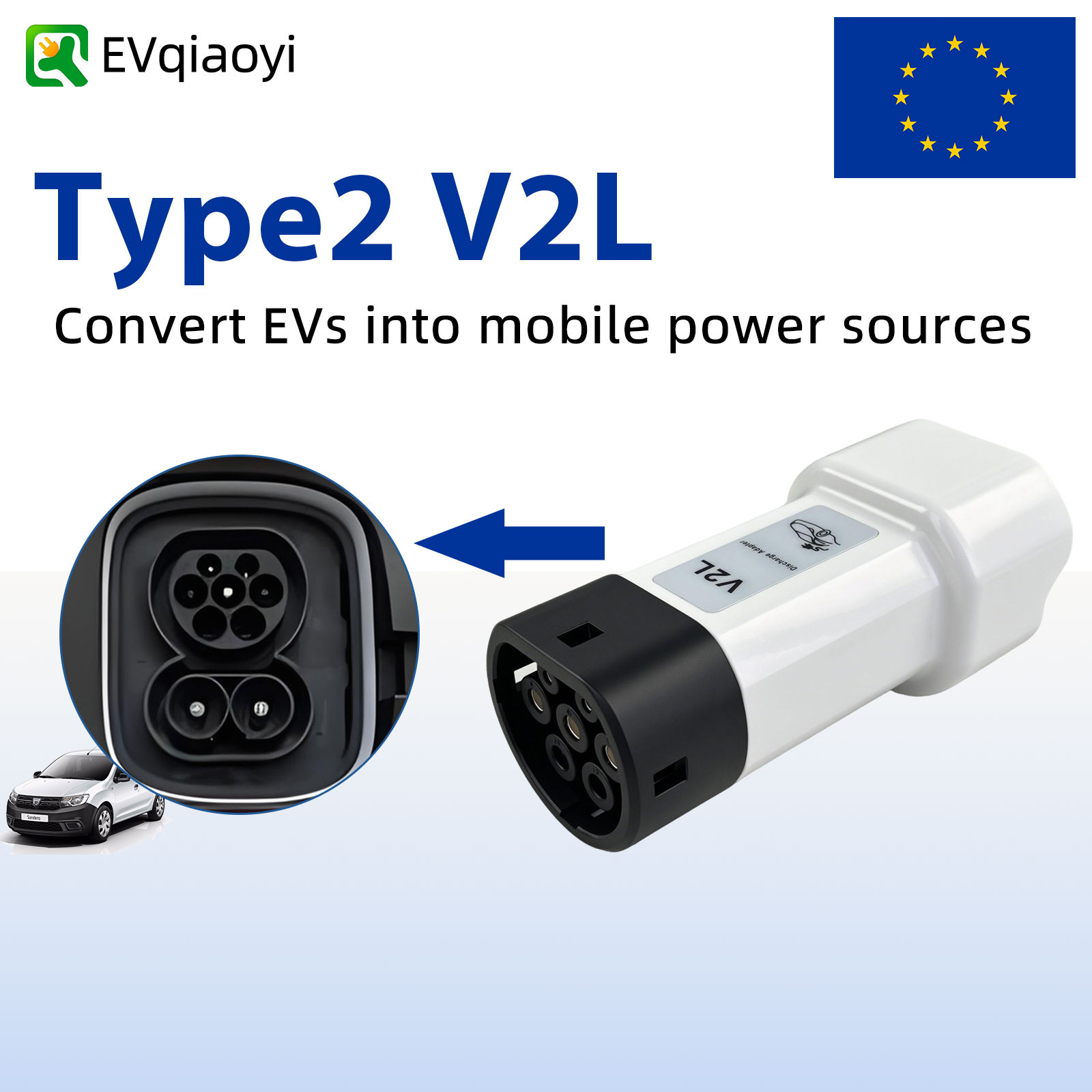 Outdoor Power Plug In - EVqiaoyi Enchufe de descarga V2L Tipo2