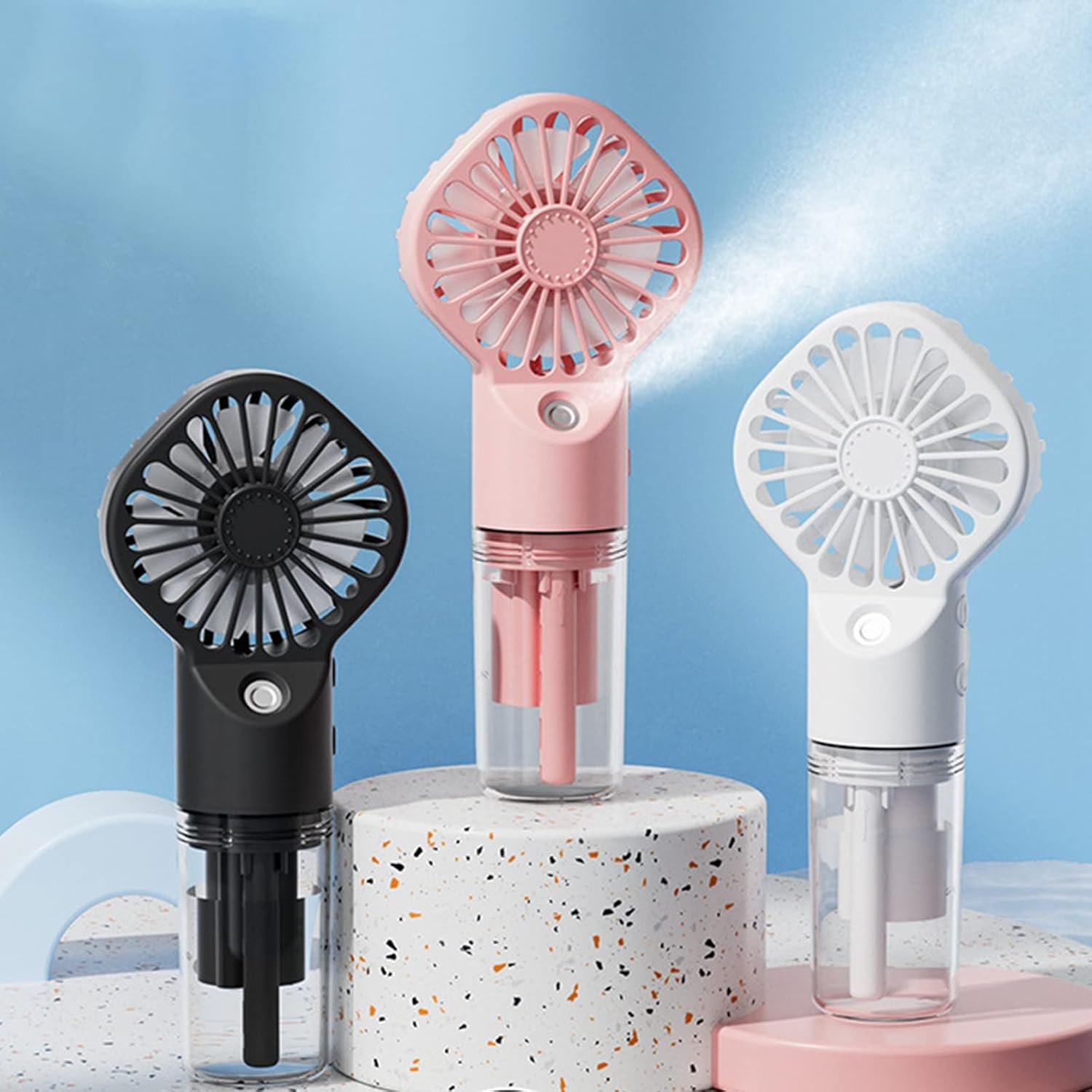 Outdoor Power Fan - Ventilador portátil de mano con pulverizador,