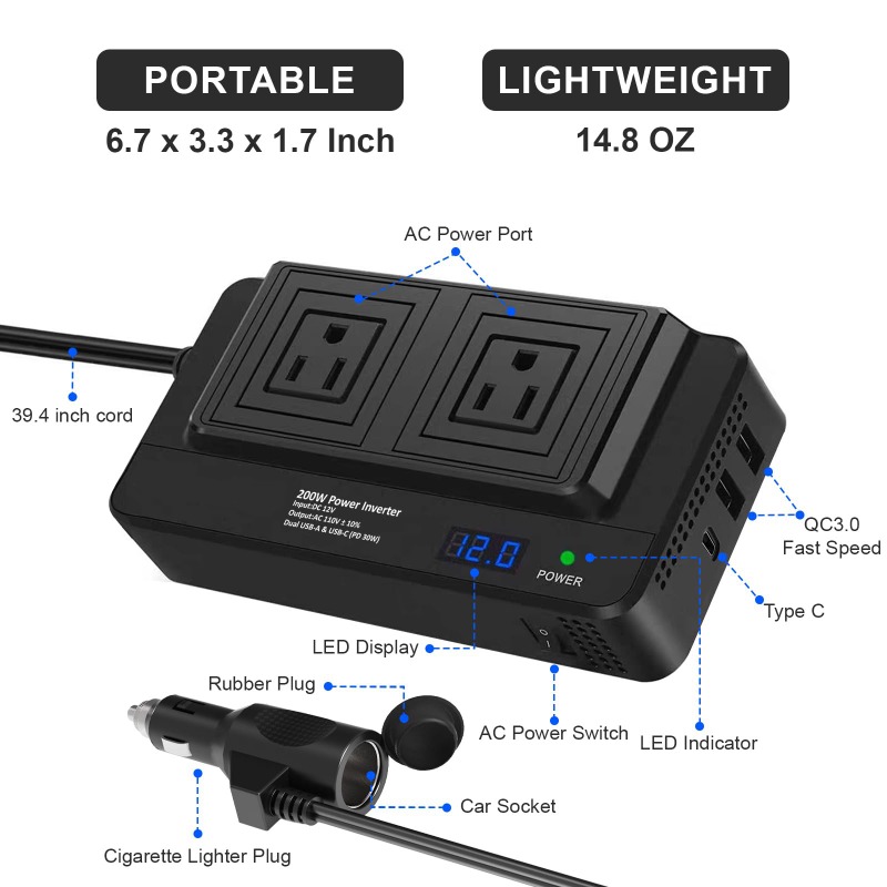 Outdoor Power Adapter Usb - Inversor de Corriente para Auto de