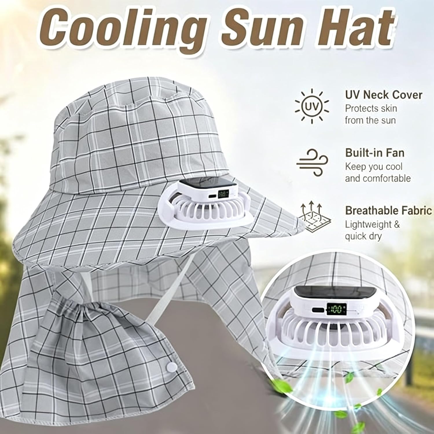 1PC Sombrero con Ventilador de - Outdoor Power Fan reseña y precio